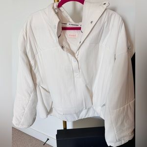 Free people half button up white puffer.